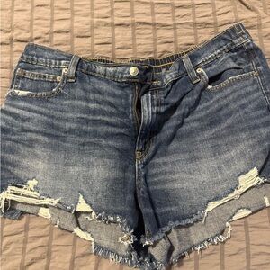 Aerie Blue Distressed Jean Shorts